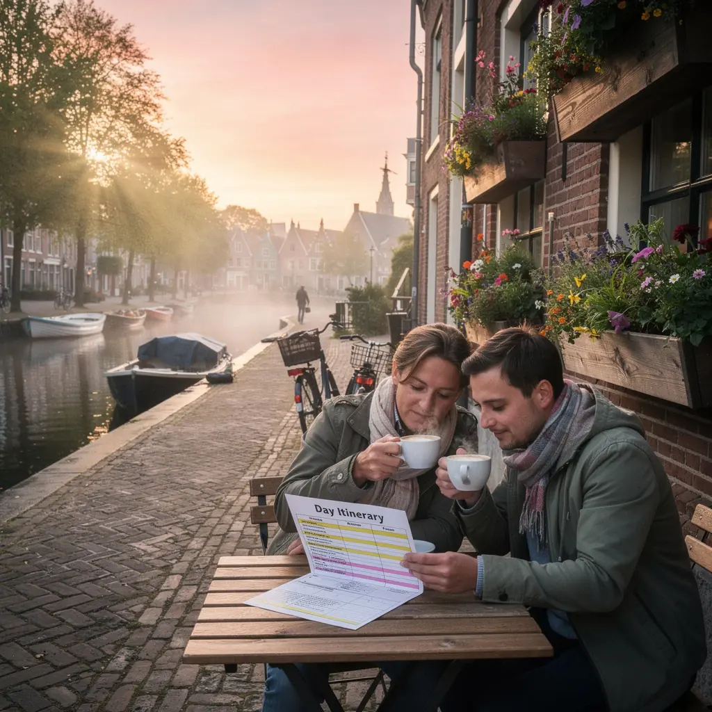 Een traditionele Nederlandse molen omgeven door groene weilanden en blauwe luchten.